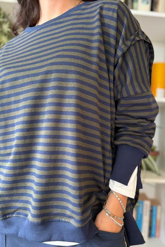 Sunday Morning Chill Sweatshirt Navy & Khaki
